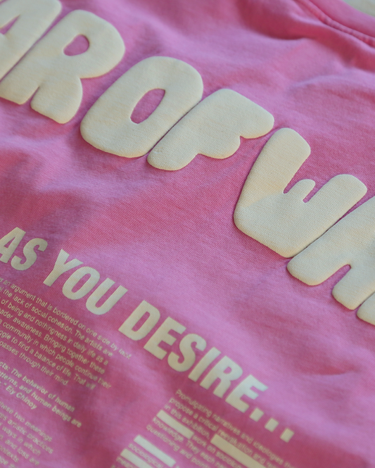 Unisex pink 'Fear of What' oversized t-shirt by 10:AM Factory, featuring bold graphic print and 10:AM logo, crafted from high-quality, soft cotton for a relaxed, modern fit.