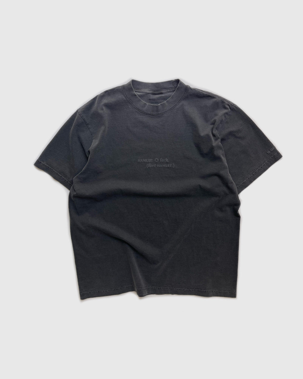 Unisex dark grey 'What Would Hamlet Do?' heavy t-shirt by 10:AM Factory, featuring bold graphic print and made from high-quality, sustainable cotton fabric.