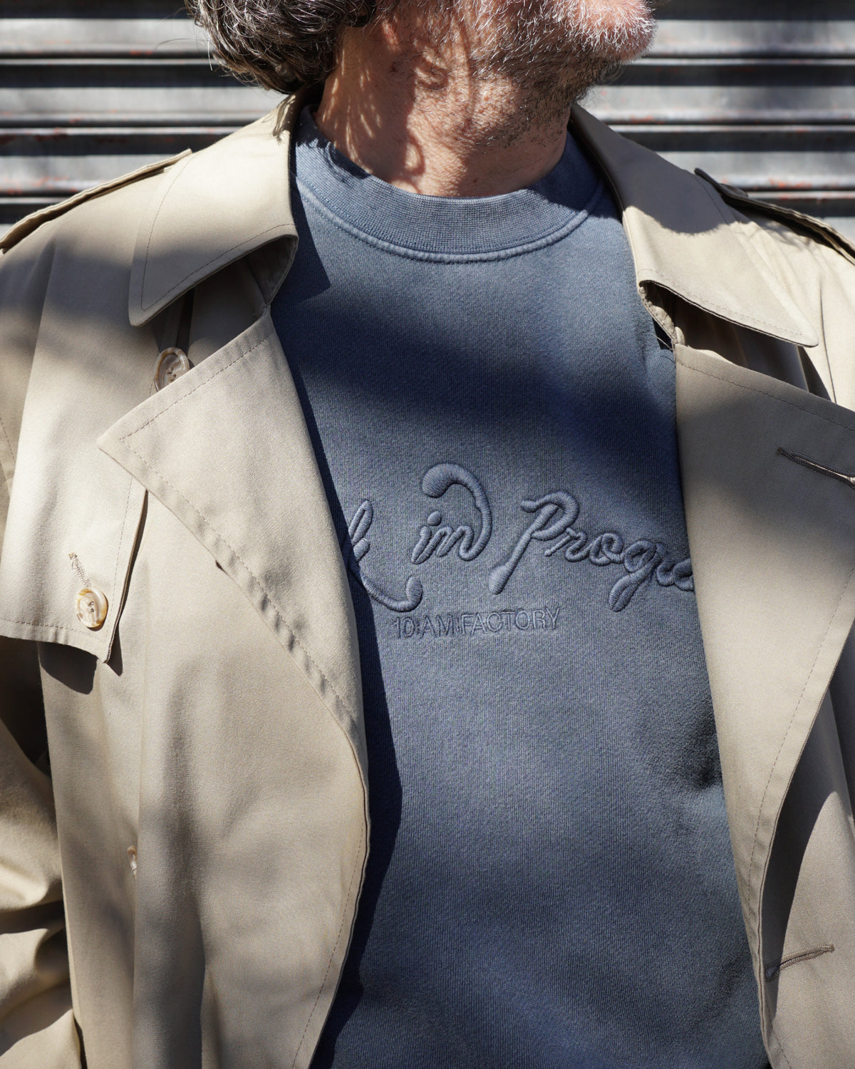 Work in Progress Graphic Sweatshirt – Washed Blue