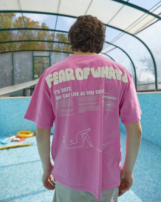 Fear of What Graphic Oversized T-Shirt – Pink