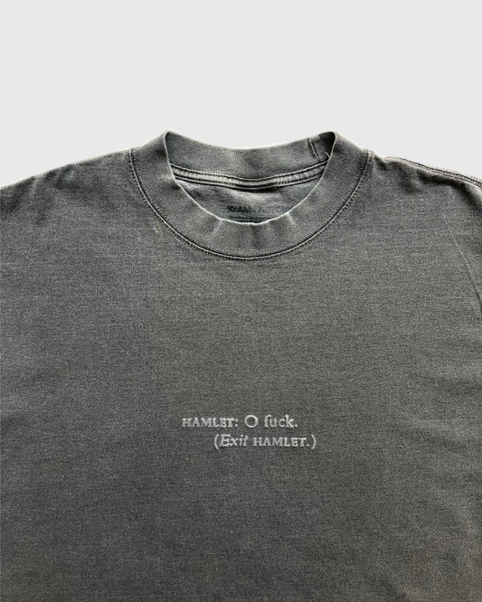 Unisex dark grey 'What Would Hamlet Do?' heavy t-shirt by 10:AM Factory, featuring bold graphic print and made from high-quality, sustainable cotton fabric.