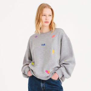 Grey Embroidery Sweatshirt
